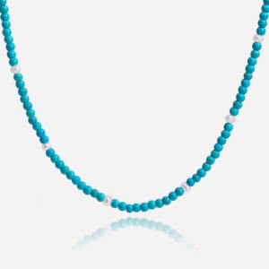 Jingqiao's classic design, 18K gold and stainless steel pearl and blue turquoise shell beaded stainless steel necklace jewelry