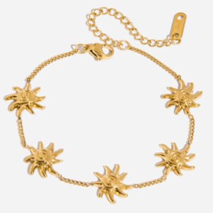 Jingqiao's classic design: 18K gold and stainless steel spiral sun bracelet, versatile stainless steel jewelry wholesale.