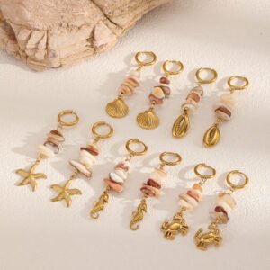 European and American ins style natural gravel earrings stainless steel earrings female niche design irregular titanium steel earrings