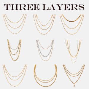 Jingqiao European and American three-layer stackable titanium steel necklace, light luxury, high-end clavicle chain, stainless steel jewelry, cross-border.