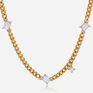 Jingqiao's sweet and romantic 18K gold stainless steel zircon stainless steel non-fading necklace for a luxurious and elegant look