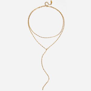 Jingqiao European and American double-layer titanium steel necklace, female, Y-shaped chain, 18K gold, cross-border niche design, light luxury jewelry.