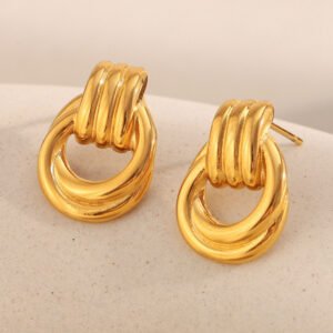 European and American Ins-inspired, stylish, niche, and lightly luxurious, individual earrings featuring an 18K gold-plated stainless steel hoop stud for women.