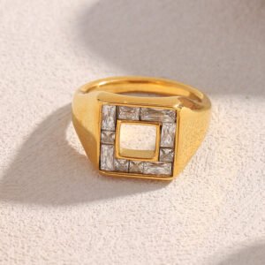 European and American cross-border hot-selling trendy and personalized geometric bracelet ring, stainless steel 18K gold-plated paper ring.