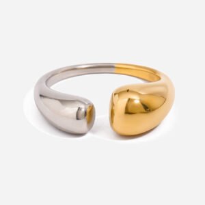 New European and American polished open titanium steel ring with a teardrop finish, personalized stainless steel ring for women, adjustable ring