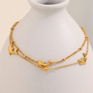 European and American cross-border light luxury, exquisite, and elegant, stainless steel 18K gold-plated colored zircon cross imitation pearl necklace for women