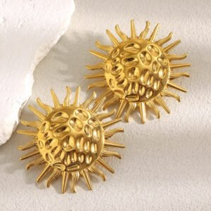 European and American cross-border INS style, high-end and elegant earrings with 18K gold-plated stainless steel staircase geometric tassel chain earrings