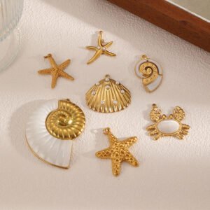 Ins style shell conch pendant personality diy accessories bracelet necklace stainless steel jewelry accessories do not fade pendant