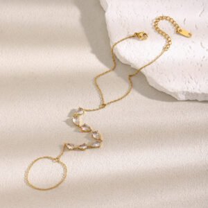 European and American fashion, niche, fresh, and elegant, stainless steel 18K gold-plated blue cloth photo box pendant bracelet for women, a luxurious feel