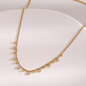 European and American Cross-Border INS Style, Exquisite and Versatile Necklace, 18K Gold-Plated Stainless Steel Teardrop Zircon Side Chain