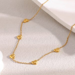Best-Selling European and American Cross-Border Simple and Versatile Heart-Shaped Necklace, 18K Gold-Plated Stainless Steel Heart O-Shaped Necklace