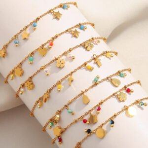 European and American cross-border new, stylish, versatile, trendy hand jewelry, stainless steel 18K gold-plated tassel bracelet collection