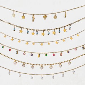 Jingqiao European and American titanium steel zircon necklace for women, light luxury, high-end clavicle chain, colorfast, cross-border stainless steel necklace.