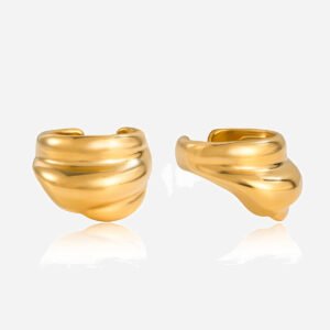 Jingqiao Design Classic Style 18K Gold Stainless Steel Polished Multi-layer Ear Clips, Versatile Cross-border Stainless Steel Jewelry