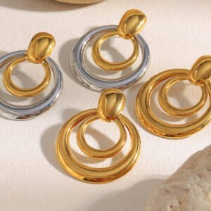 European and American fashion, simple, creative, niche, and individual jewelry, stainless steel 18K gold-plated multi-layered line ring for women