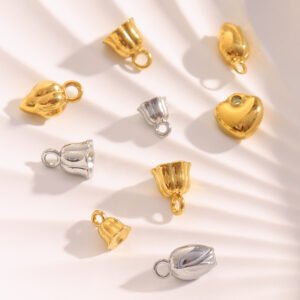 DIY handmade jewelry materials, bracelets, necklaces, and accessories, including 18K gold-plated stainless steel lily of the valley bud heart pendant